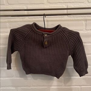 Brown Knit Sweater with Button Detail
